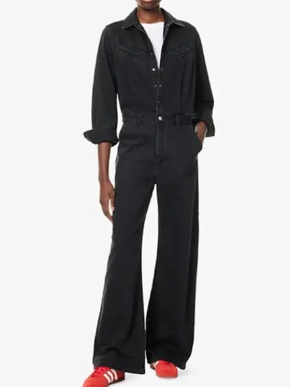 NWT Levi's Rinoa Wide-Leg Long Sleeve Black Denim Jean Boiler Jumpsuit Small